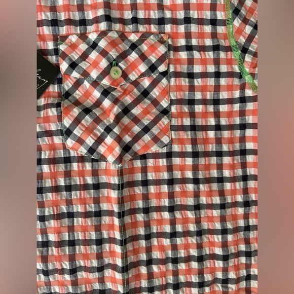 Arnold Zimberg NWT gingham cotton blend button up shirt size XL - Picture 7 of 14